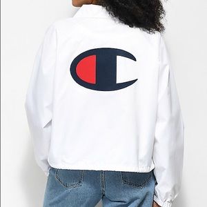 ❌S O L D❌ Champion Crop White Coaches Jacket